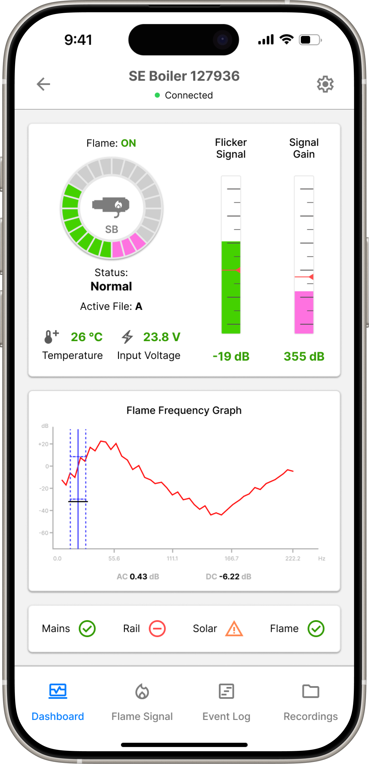 Ambetronics Flame Sensor App preview